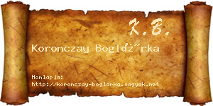 Koronczay Boglárka névjegykártya